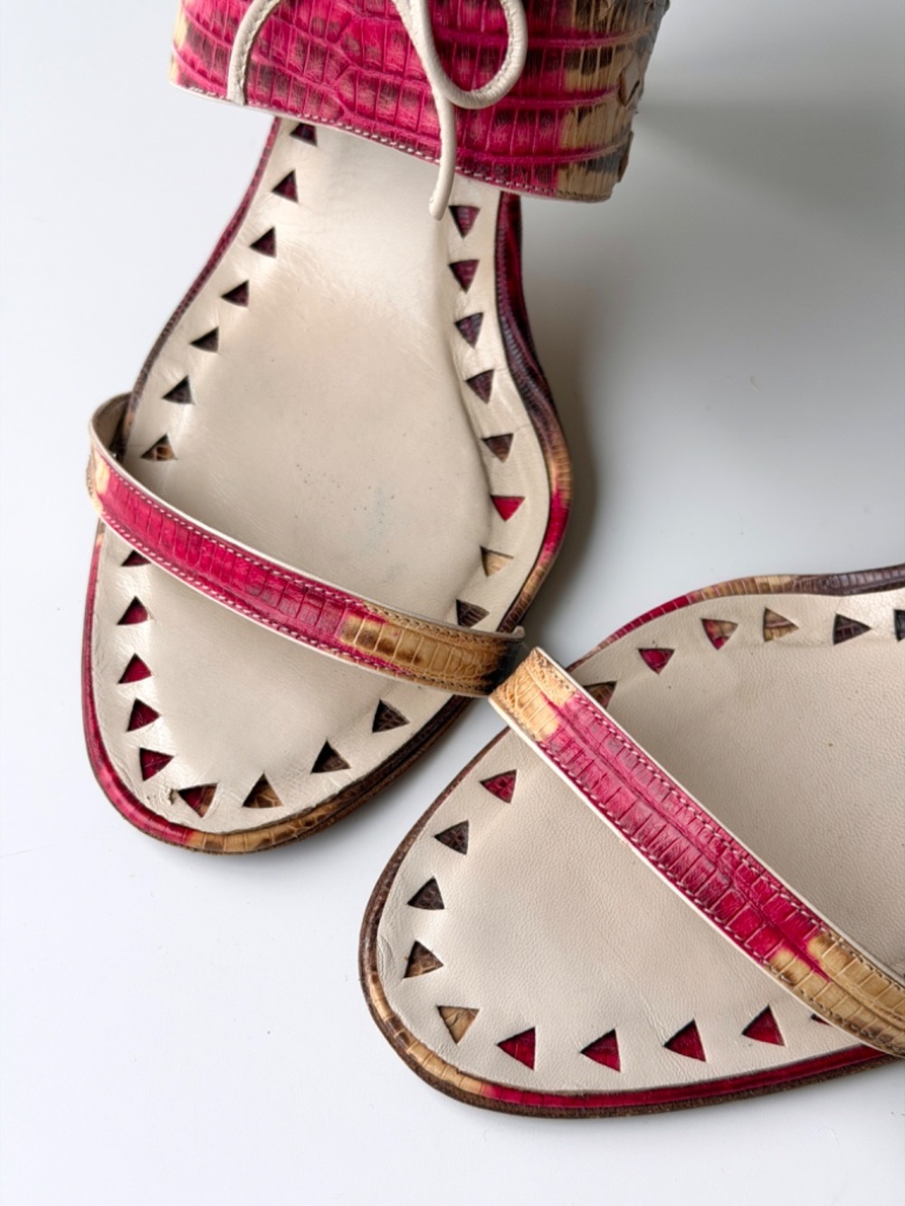 Vintage Manolo Blahnik pink croc leather slide sandals, IT 40 - Picture 4 of 9